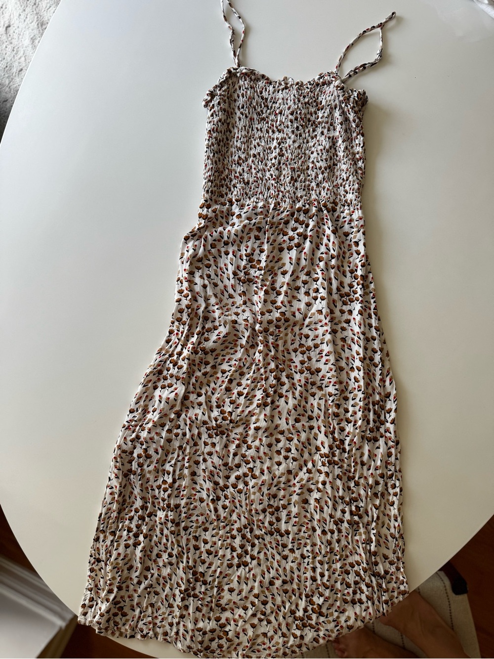 Faithfull the Brand Cream Maxi Dress with Brown Floral Print